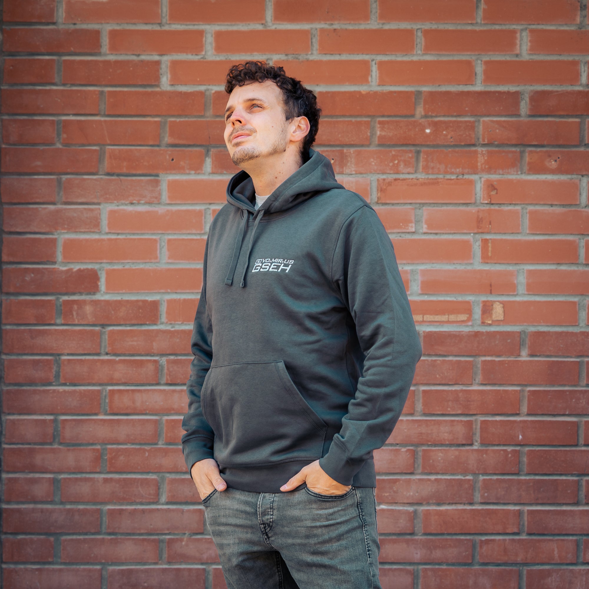 Hoodie mit Stick Grau