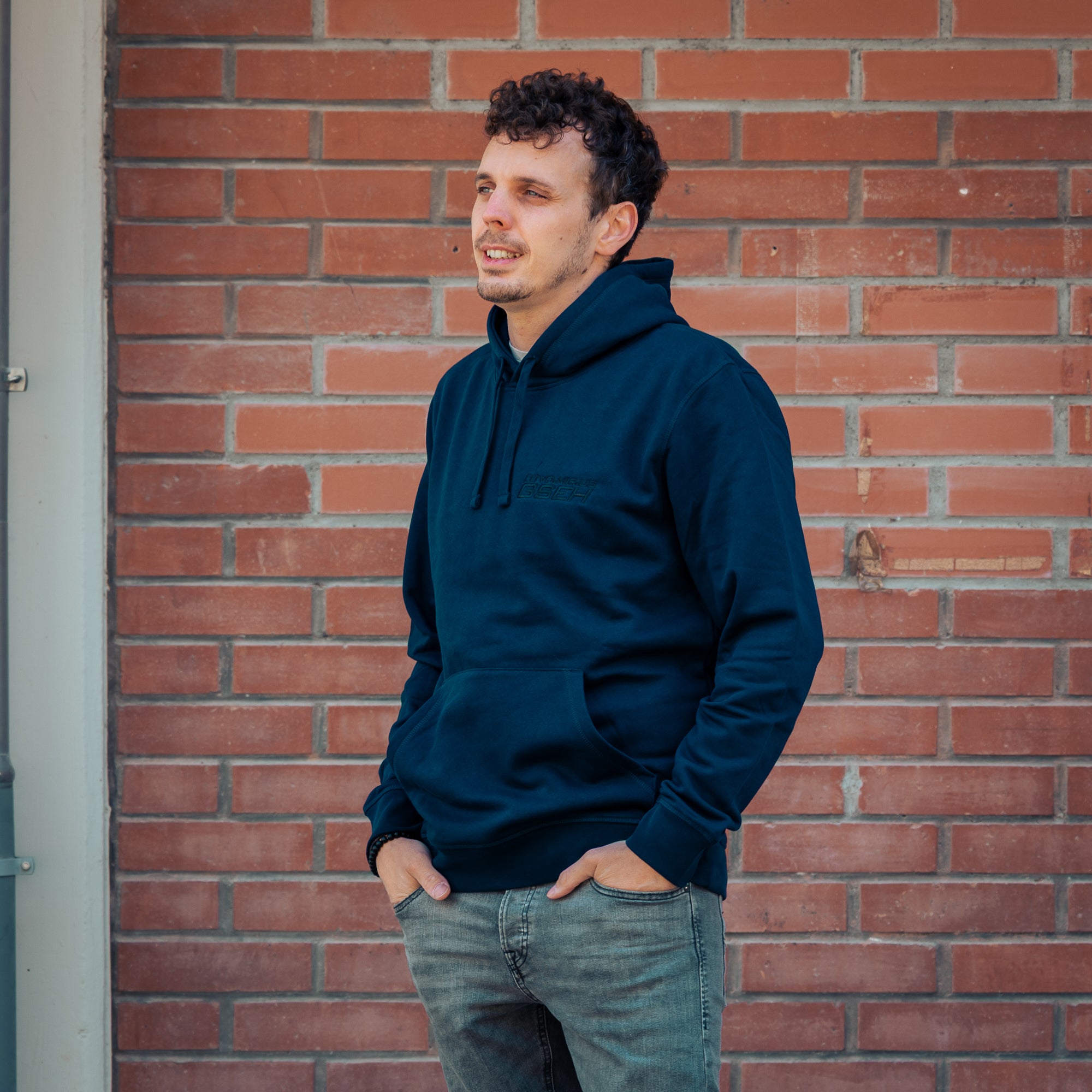 Hoodie mit Stick Dunkelblau