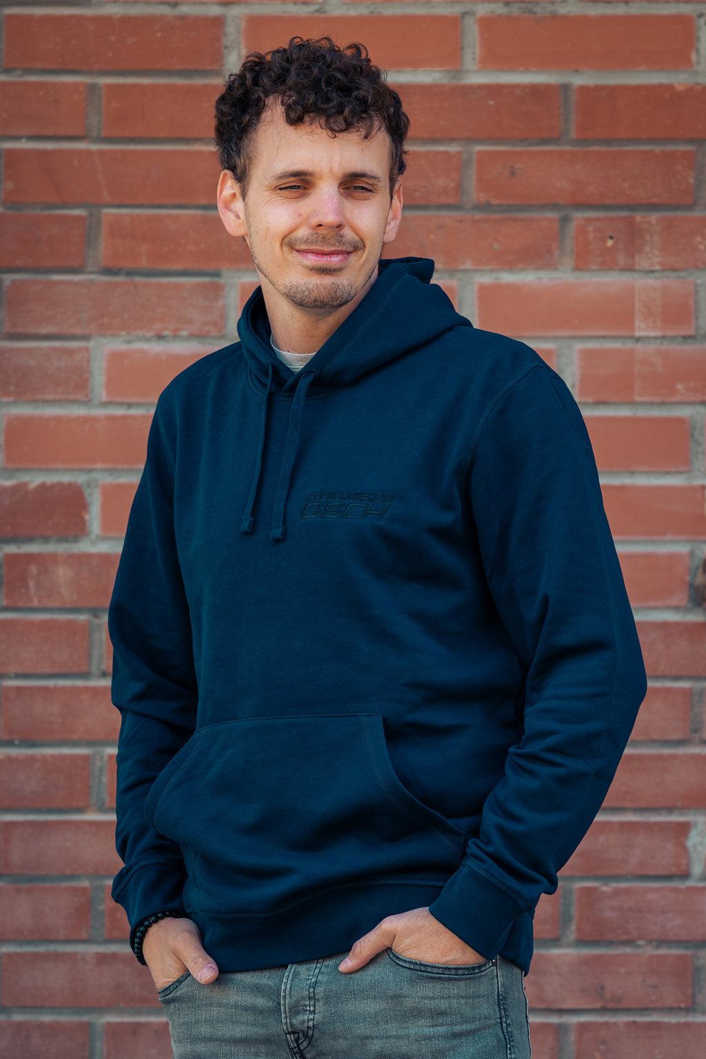 Hoodie mit Stick Dunkelblau